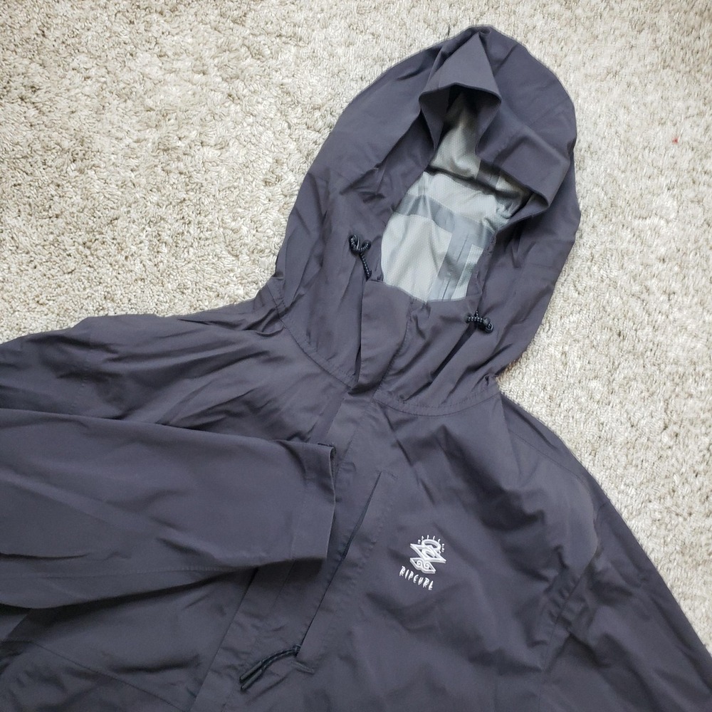 Rip Curl Jacket Mens Medium Gray Rain Coat Water Resistant Windproof Anti Series